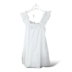 Hyacinth House x Tuckernuck White Cotton Maria Dress Mini Dress Ruffle Neck XS